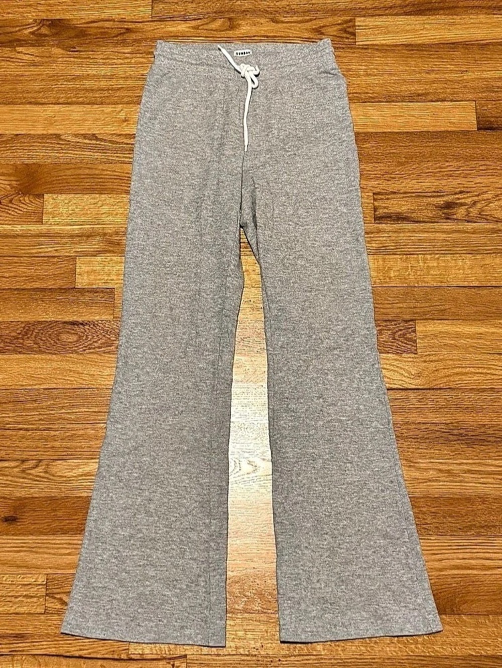 Aritzia Sunday Best Light Gray Baby Waffle Pant in S